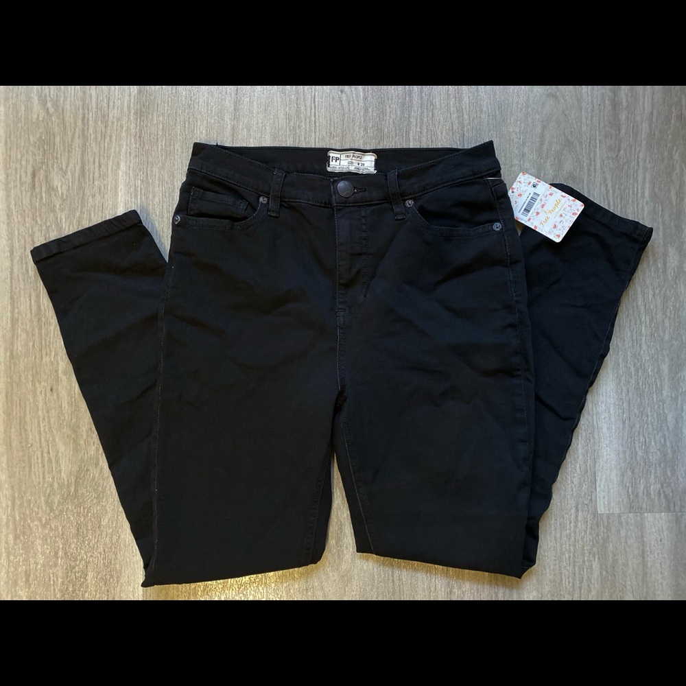 Free People Black Jeans Size W 29 High Waist Cropped New